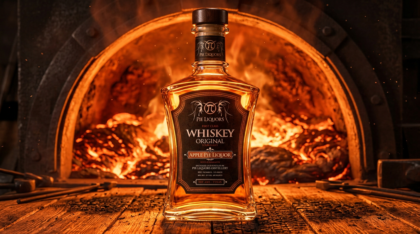 Pie Liquors bottle packaging design with branded labels and cartons